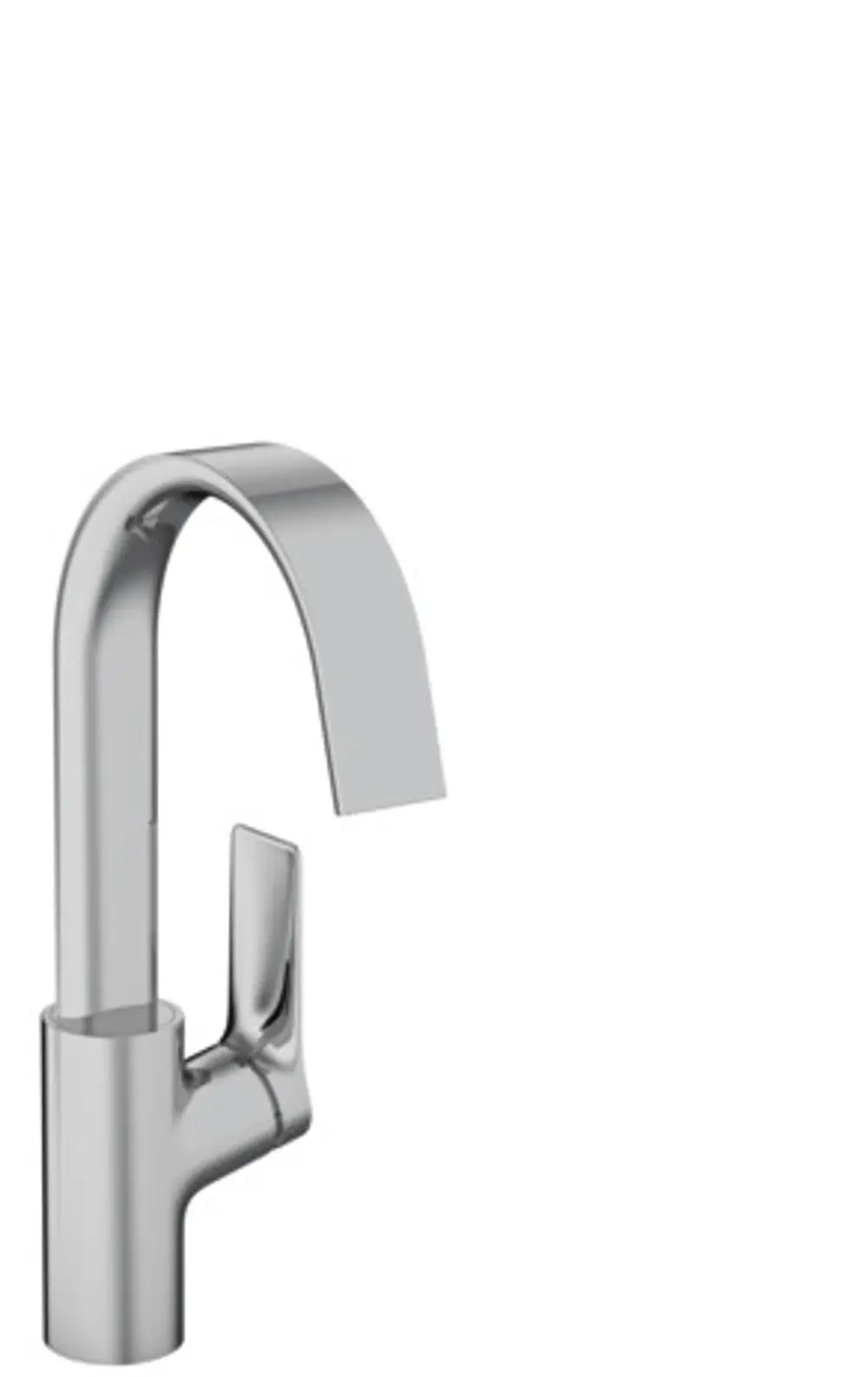 Einhebel-Waschtischmischer mit hohem Schwenkauslauf und einem Hebel zur Wasserregelung. Aus Chrom gefertigt. Produkt von Hansgrohe.